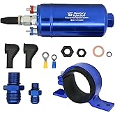 Gautory Universal External Inline Electric Fuel Pump High Flow 300LPH 12V with Mounting Bracket Clamp Blue