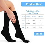 Jeffdad 2 Pairs Compression Socks Women Men 15-25mmHg Knee High L-XL view 5