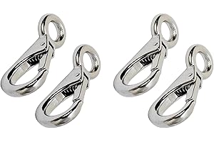 NRC&XRC Stainless Steel 316 Mini Fixed Snap Shackle, Quick Release Shackles with Round Ring Marine Boat Rigging Hardware (Optional: 100mm, 4)