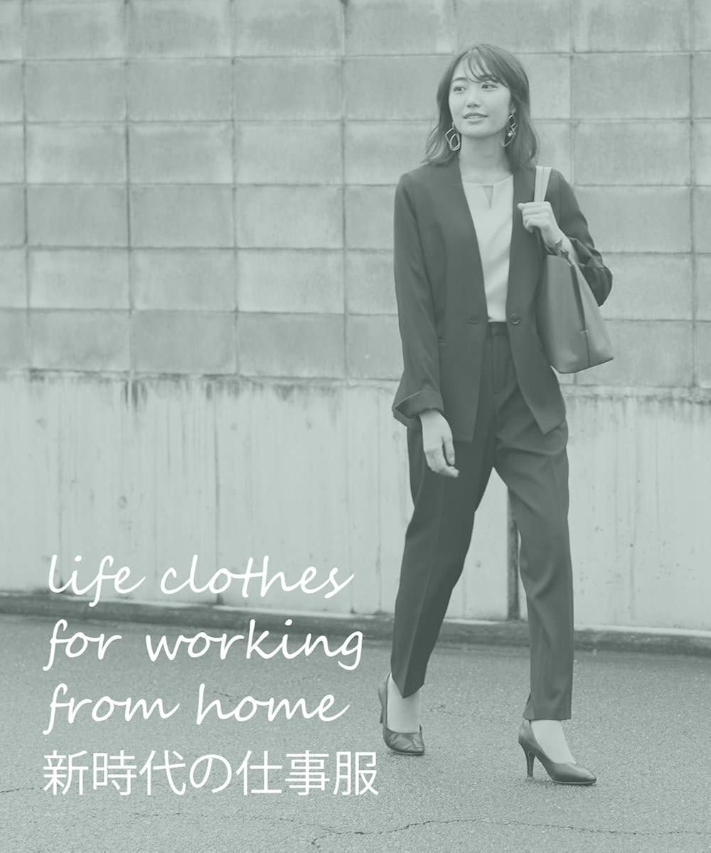 Amazon Nissen ニッセン 長袖 洗濯機洗いok レディーススーツ レディーススーツ 2パンツスーツ3点セット ノーカラー ジャケット 色違いテーパードパンツ2本 パンツスーツ 通販