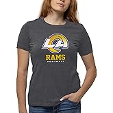 Team Fan Apparel Women's NFL Ultimate Fan Logo Short Sleeve T-Shirt - 100% Cotton - Officially Licensed - Tagless Tee (Los Angeles Rams - Charcoal, Small)