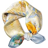 Weximil 100% Mulberry Silk Neck Scarf - 21'' x 21'' Lightweight Neckerchief - Women Men Small Square Digital Printed Scarves