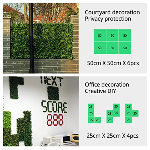 ULAND Artificial Hedges Panels, Outdoor Greenery Ivy Privacy Fence Screening, Home Garden Wedding Decoration (6, A019 Light Green) - Thumbnail 5