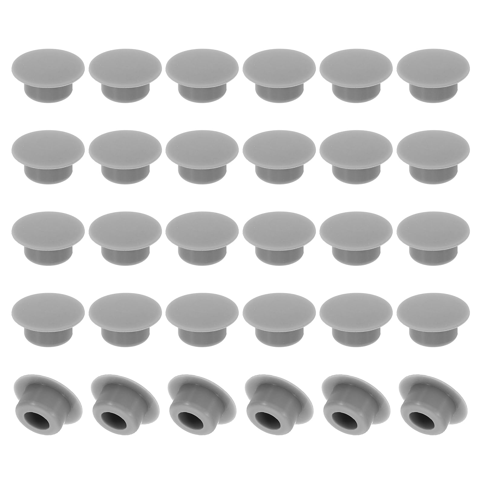 PATIKIL 8.5mm Diameter Silicone Round Snap, 40 Pcs in Type Locking Furniture Hole Plug Button Thin Edge Arc Protective Cover Fit for 8-8.5mm Hole for Seal Bulkhead Cylinder, Grey