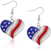 American Flag Earrings - Red, White & Blue Patriotic Earrings for Women & Girls - Independence Day Accessories
