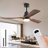 Sofucor 52 Inch Rustic Wood Ceiling Fans with Lights and Remote, Brown | 3 Blades, Downrod, Rustic, Quiet Reversible DC Motor, 3CCT, Dimmable, 6 Speed, Indoor/Outdoor/Bedroom/Living Room/Patio/Porch