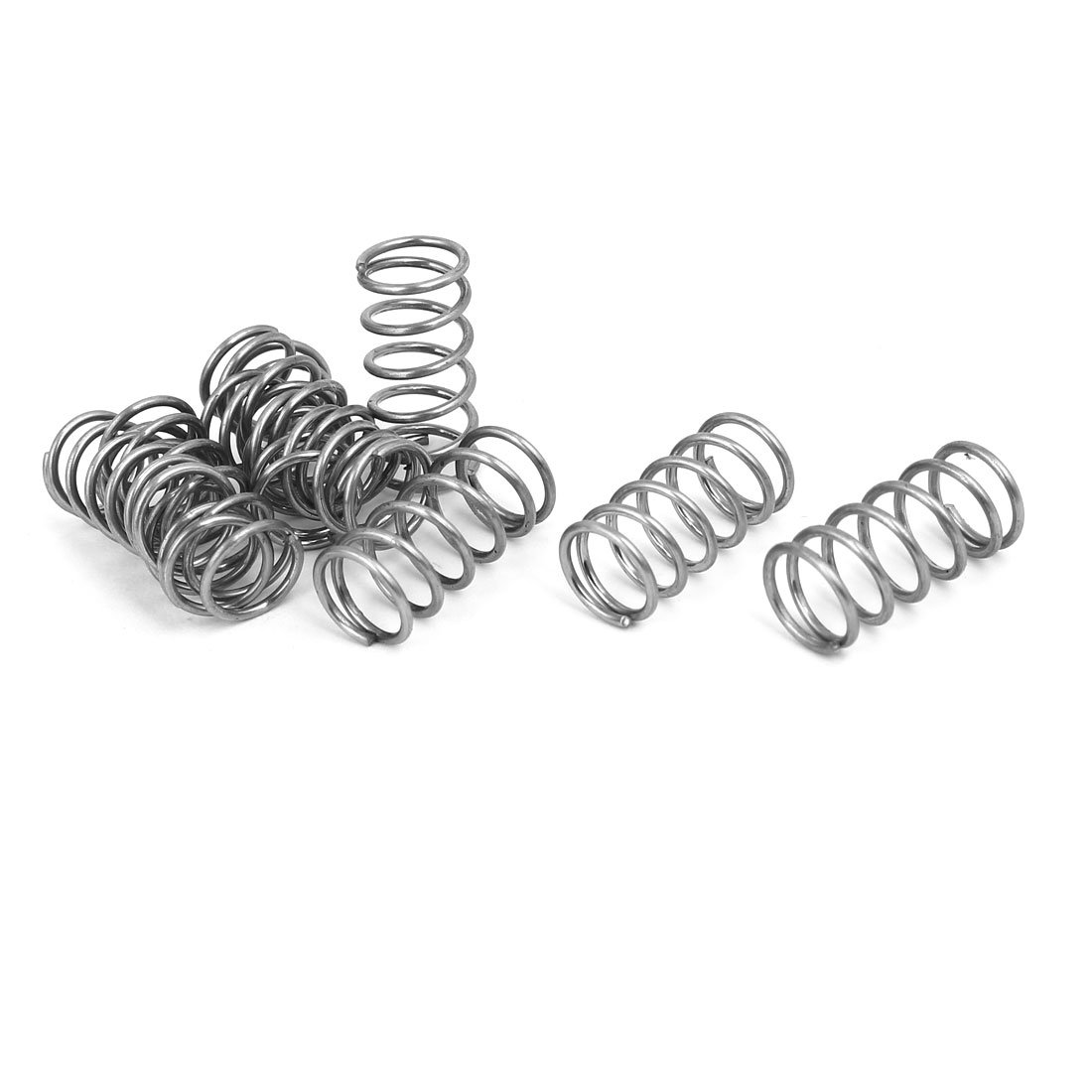 sourcingmap Compression Spring,304 Stainless Steel,10mm OD,1mm Wire Size,20mm Free Length,Silver Tone,10Pcs