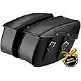 KEMIMOTO Synthetic Leather Motorcycle Saddlebag for Street Glide Electra Glide Touring Model, Universal 34L, Black