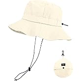 PFFY Quick Dry Waterproof Packable Bucket Hat for Women Men Outdoor Sun Hats with Detachable Chin Strap
