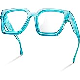livho Oversized Eyewear Frame for Woman and Men - Rectangle Fashion Glasses for Computer, Chic Preppy Frame