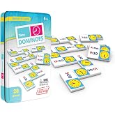 Junior Learning JL486 Time Dominoes Small | Durable plastic tiles in a collectors tin to teach telling time. Fun preschool matching game for early learning skills