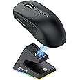 MAMBASNAKE Attack Shark X6 Wireless Gaming Mouse,RGB Magnetic Charging Dock,49g Ultralight X3 Upgrade,Tri-Mode 2.4GHz/BT5.2/USB-C,PAW3395 Sensor 26KDPI,G502 Programmable Mice for Win/Mac - Black