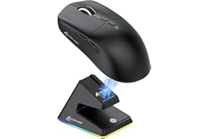 MAMBASNAKE Attack Shark X6 Wireless Gaming Mouse,RGB Magnetic Charging Dock,49g Ultralight X3 Upgrade,Tri-Mode 2.4GHz/BT5.2/USB-C,PAW3395 Sensor 26KDPI,G502 Programmable Mice for Win/Mac - Black