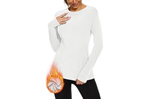 WOWENY Thermal Shirts for Women Base Layer Soft Fleece Lined Long Sleeve Top Thermal Underwear Winter Cold Weather