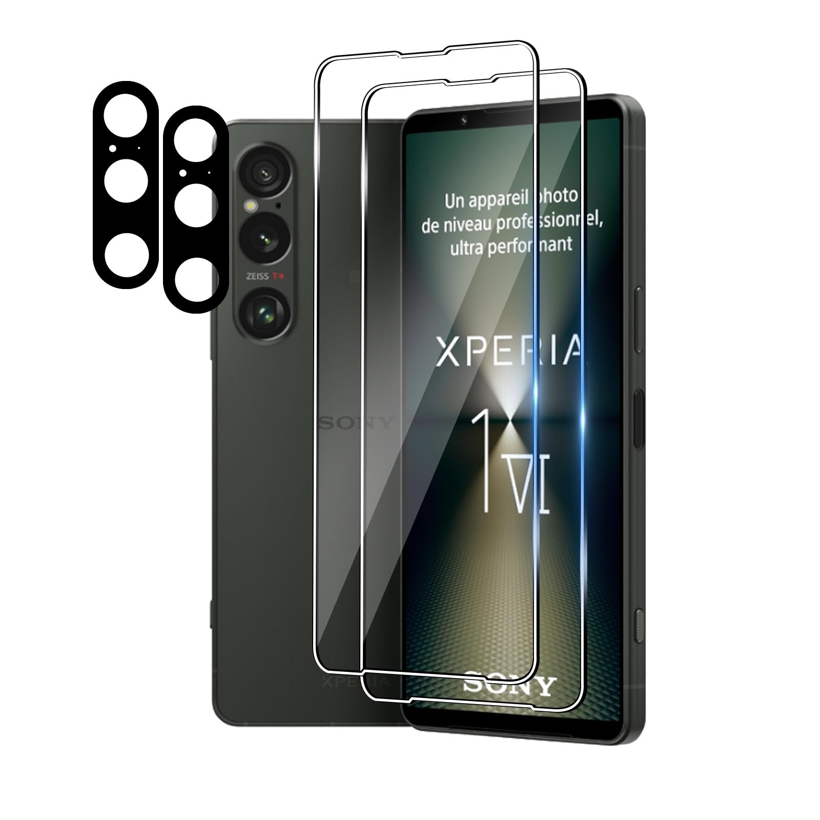 Bihizei Screen Protector for Sony Xperia 1 VI for Tempered Glass, Pack of 2 Screen Protectors & 2 Camera Protectors, 9H Tempered Glass Screen Protector, Ultra HD Tempered Glass Film, Anti-Scratch,