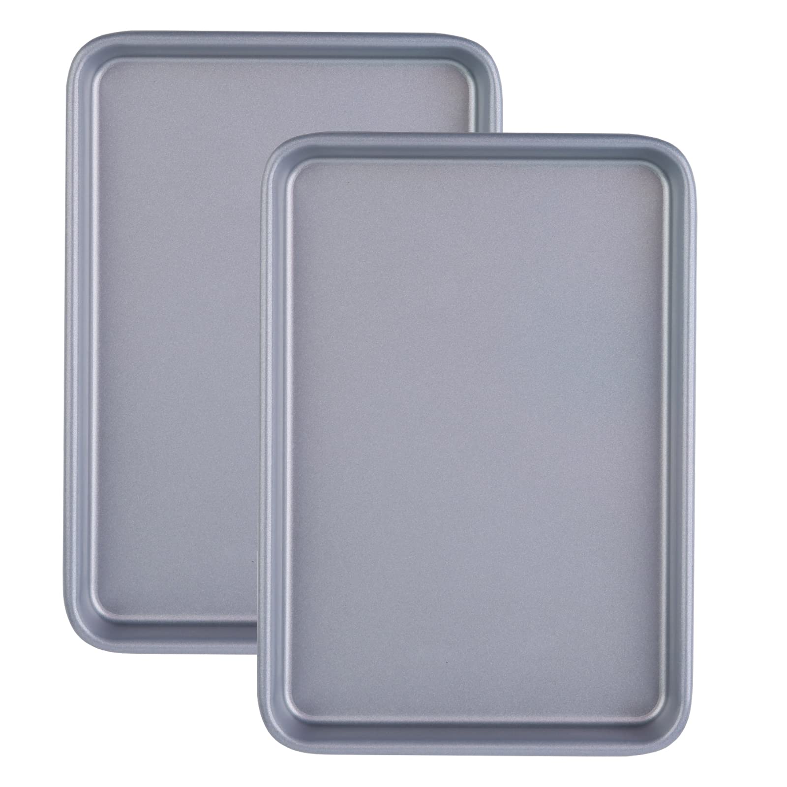 15.5 Inch Oven Tray Set, 2-Piece Heavy Duty Baking Tray, Nonstick Baking Pan (Light Grey)