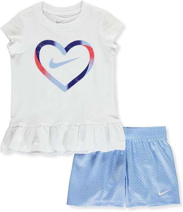 Nike Girls' 2Piece Shorts Set Outfit Blue, 2t Clothing