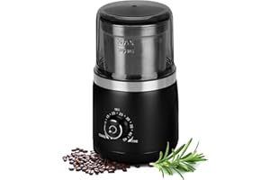 LAOION Electric Coffee Grinder with Silent Grinding Blades & Timer Knob to Adjustable Coarse to Fine, Espresso Grinder with Removable Stainless Steel Bowl for Coffee Bean, Herb, Spices, Seeds (Black)