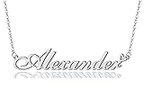 AOLO Alexander Heart Name Necklace Silver Stainless
