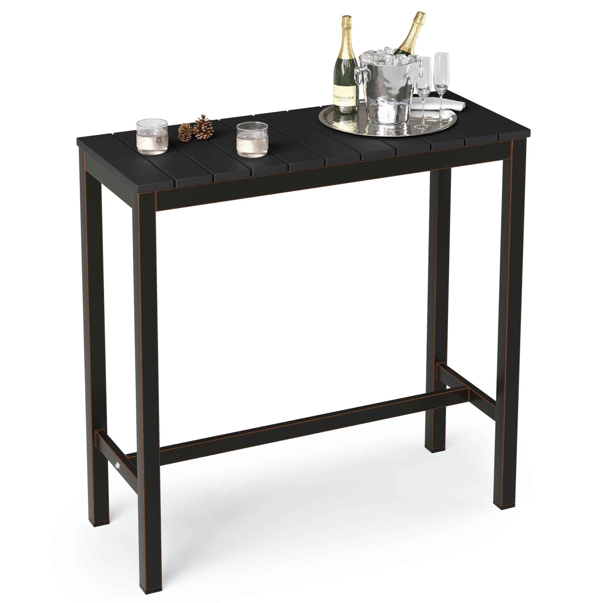 Cozyman Outdoor Bar Table, 38" Black Patio Bar