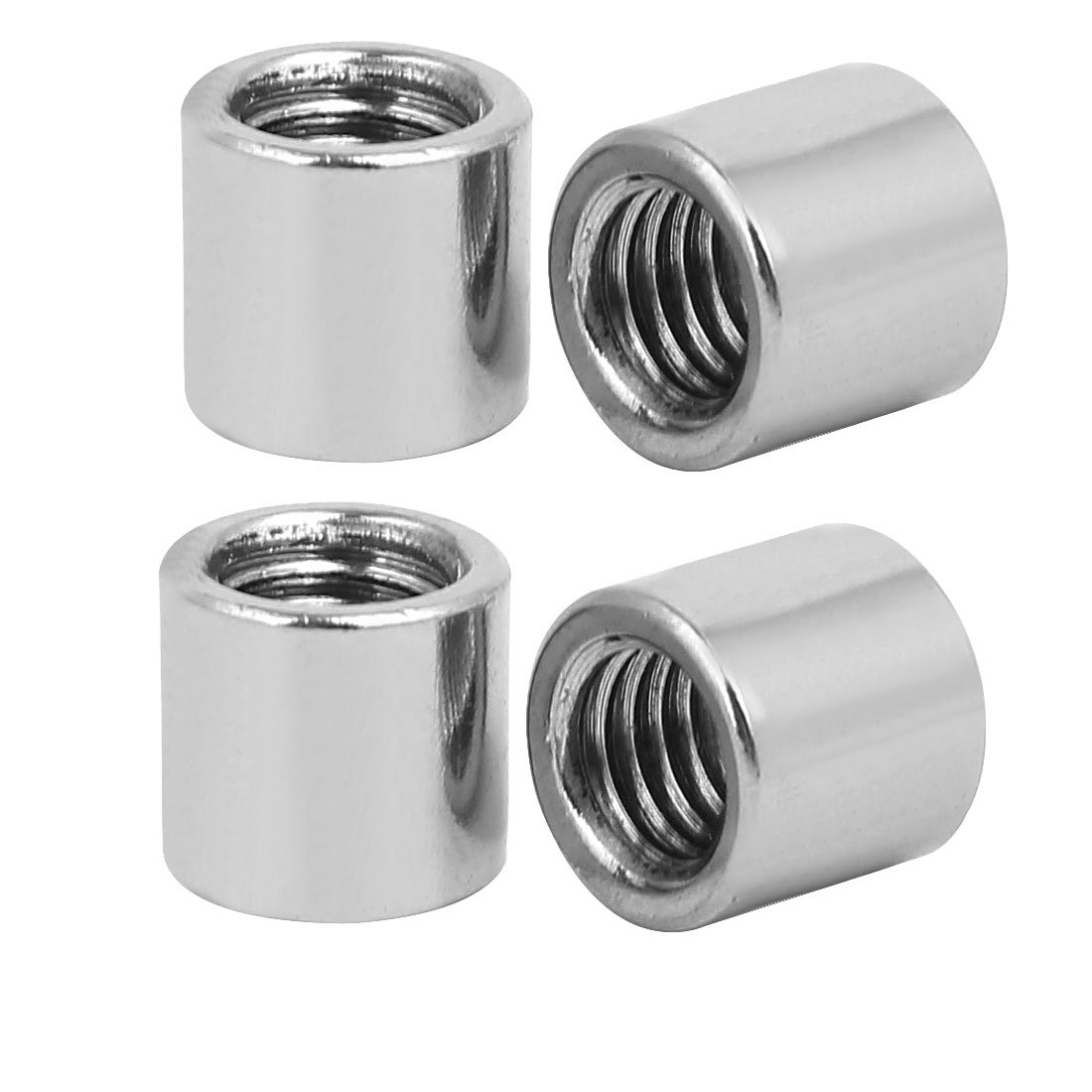Sourcingmap M10 Round Connector Nuts, 304 Stainless Steel Coupling Nut 13.0mm/0.51inch Length,Pack of 4