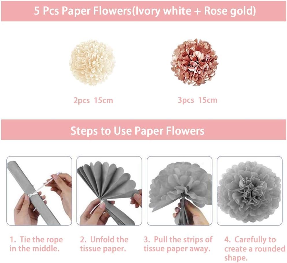 XDS Happy Birthday Decorations Rose Pink for women men girls boys, Happy Birthday Banner,Birthday Balloons,Paper Tassel, Paper Flower,Dot Garland for first 10th 16th 17th 19th Birthday Party Supplies: Toys & Games