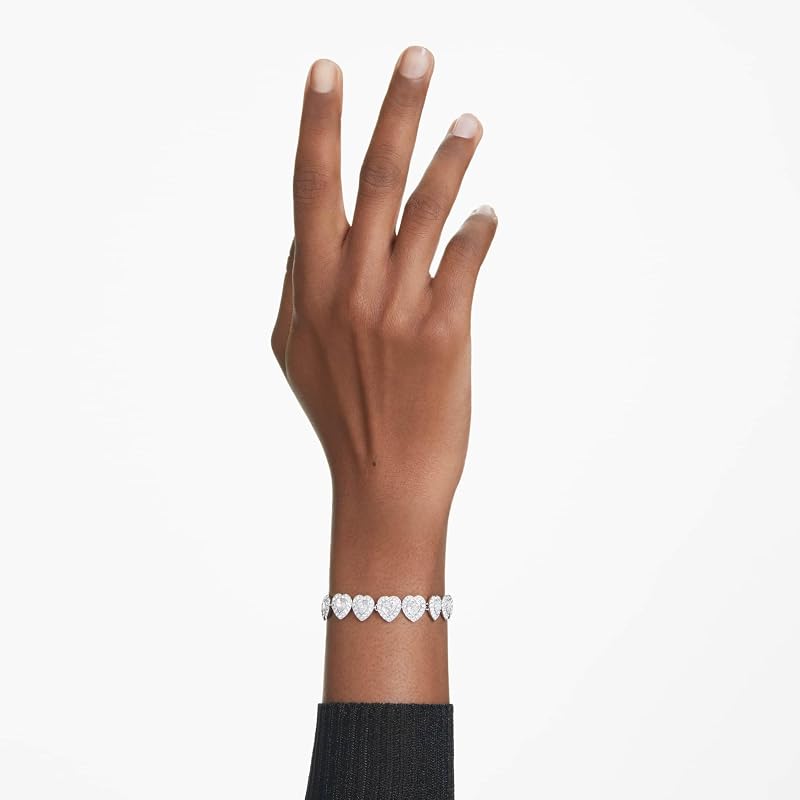 Ariana Grande x Armband, Rhodiniertes Damenarmband mit Kristallherzen in Klarem Pavé und Verschiedenen Schliffen, Armbandlänge: 16.8-21.8 cm, Armbandbreite: 1.9 cm