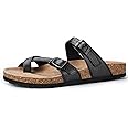 mysoft Women's Cork Footbed Sandals Double Adjustable Buckle Slide Sandals Slip On Walking Summer Shoes