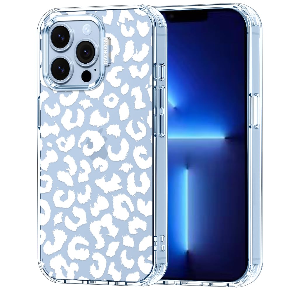 MOSNOVO Case for iPhone 13 Pro, [Buffertech 6.6ft Military-Grade Drop Protection] [Anti Peel Off Tech] Clear TPU Bumper Phone Case Cover Design - White Leopard Print — image 1