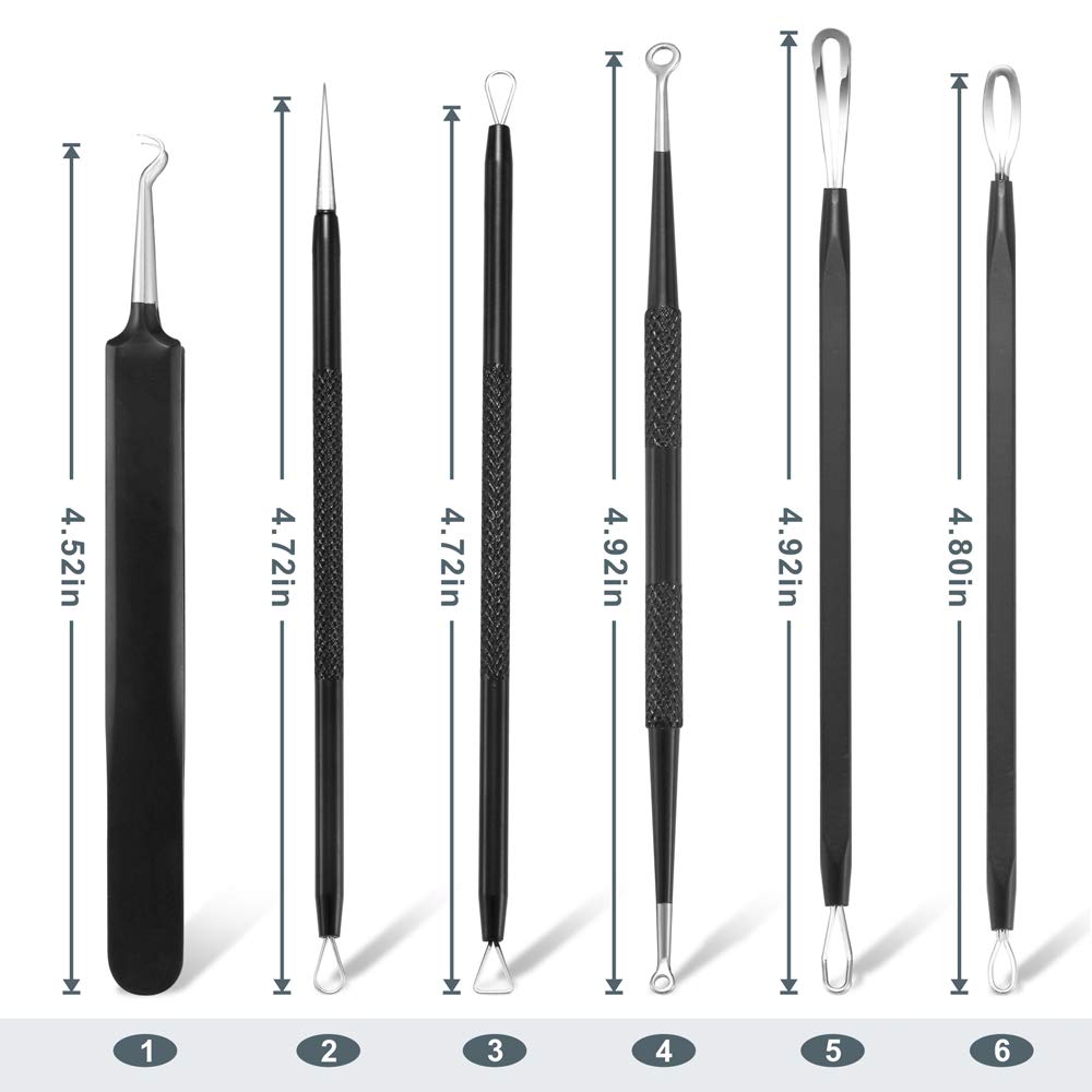 Tomata Blackhead Remover Comedone Extractor - (6 Piece Kit) - Professional Stainless Pimples Comedone Extractor Removal Tool: Beauty