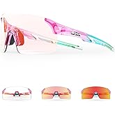 SCVCN Photochromic Cycling Glasses Frameless Sports sunglasses for Men Women - Ideal For Baseball, Bike, Golf, Running