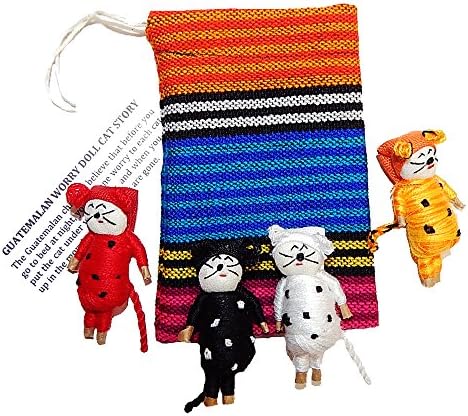 Worry Dolls 4 2 Inch Cats in a Pouch