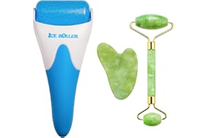 AECW Natural Stone Jade Roller And Gua Sha Set For Face and Eye Ice Roller Facial Cooling Massage Roller