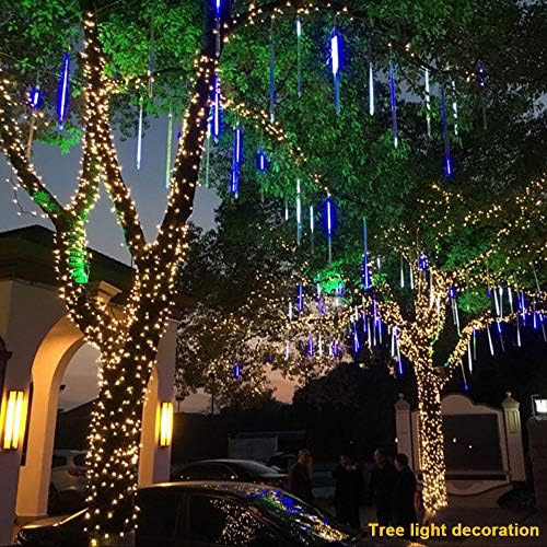 MMLC LED Light String -Party LED Lights Meteor Light Shower Rain Snowfall Xmas Tree Garden Outdoor Festivals Party Decor Night Light (Multicolor) (Blue)