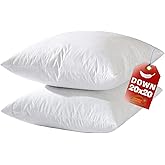 MIJIMO 20x20 Down Feather Pillow Inserts Set of 2, 100% Organic Cotton Bedding Throw Pillow Inserts Firm Large Lumbar Pillows in Bed Decorative Pillows for Couch