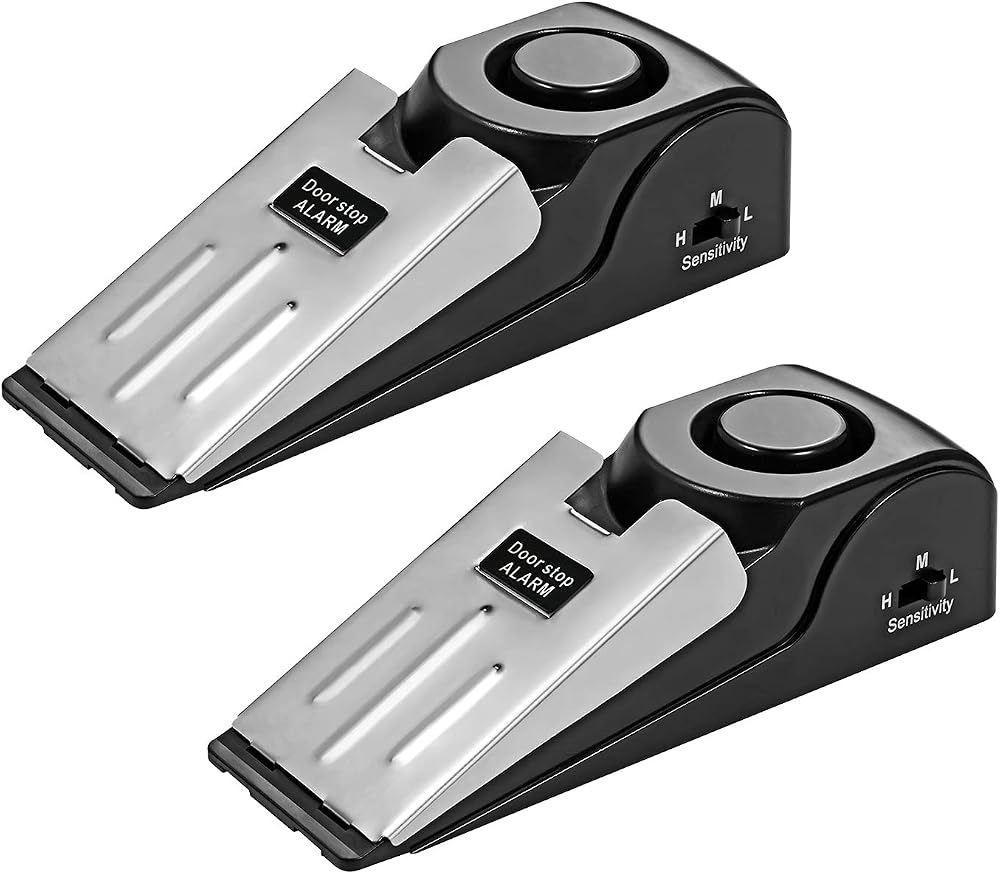 Fuers 2 Pack Door Stop Alarm Portable Wedge Security Stopper 125dB Siren