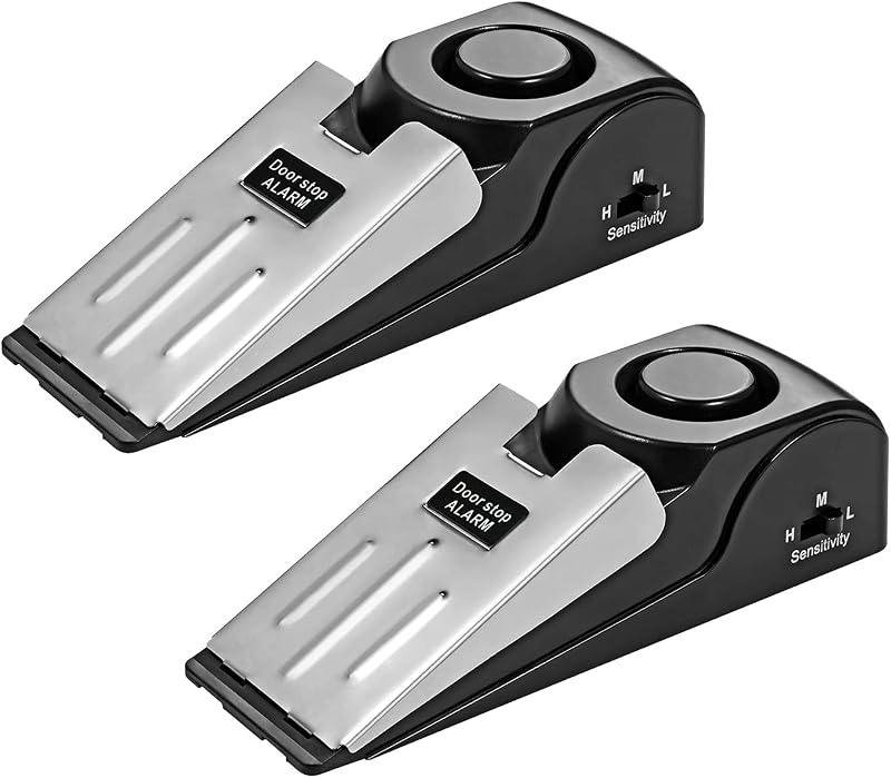 Fuers 2 Pack Door Stop Alarm Portable Wedge Security Stopper 125dB Siren