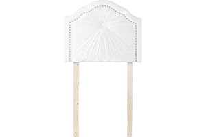 DORMCO Plush Pleated Double Bevel College Dorm Headboard - White - with Legs