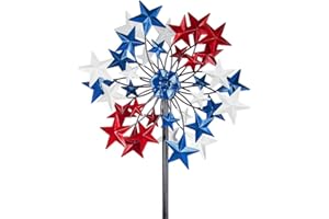 Venniy Outdoor Wind Spinner - Patriotic Metal Garden Spinners- Wind Sculptures July 4th Decorations for Garden, Yard 54 * 12.8 Inch