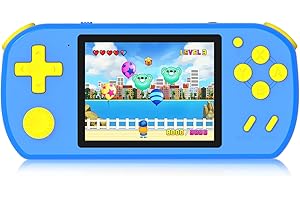 TEBIYOU Handheld Games for Kids Built-in 218 Video Games, Portable Kids Travel Toys for Ages 4-13 with Rechargeable Battery 3.0" HD Screen, Mini Gaming Player Birthday Gifts for Boys Girls (Blue)