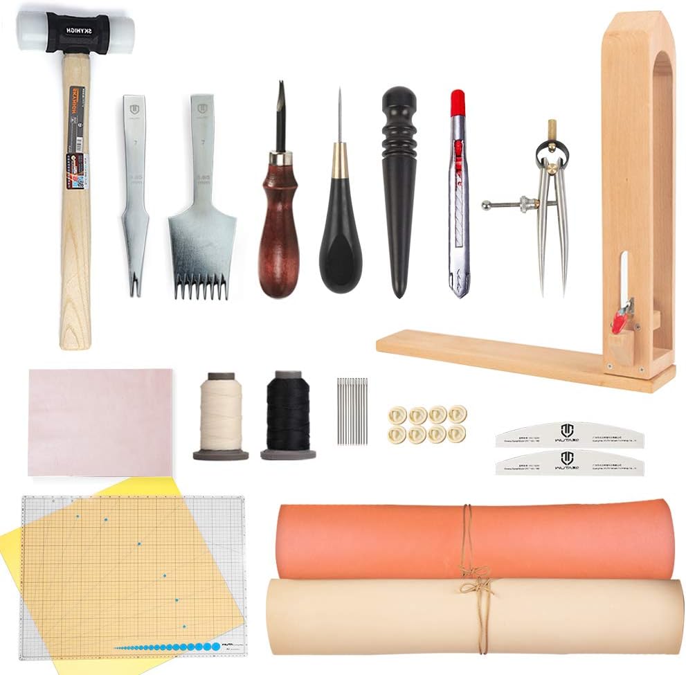 WUTA Leather Working Tools 37 Pieces Functionary Durable Basic Leathercraft Tool Set
