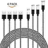 USB Type C Cable, Braided Nylon USB A to USB C Fast Charger Cable for Samsung Galaxy S9/Note 8/S8/S8 Plus/Google Pixel 2/LG G5/G6/V20/HTC 10/Nexus 5X/6P (BlackWhite)