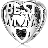 MEITAIHE Initial A-Z Letter Charm Alphabet Beads Reflexion Charms 925 Sterling Silver Reflexions Heart Dangle Clip Charm Birthday Bracelets for Women Jewellery (Best Mom)