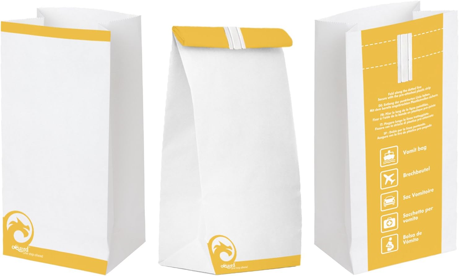 Oqard Disposable Sick Bags, Sealable Paper Vomit Bag with Plastic Lining, Great for Travel First Aid Kits