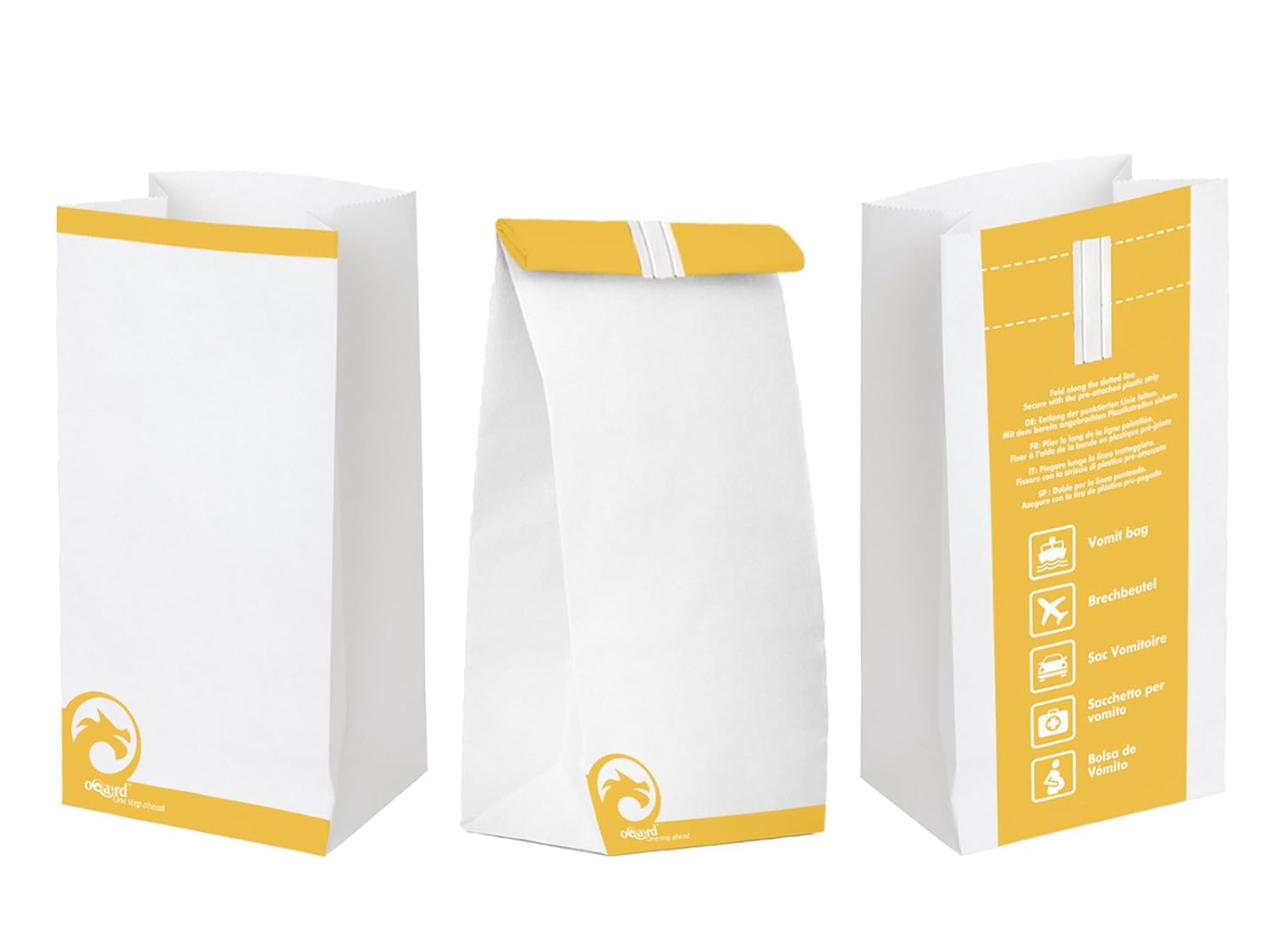 Oqard Disposable Sick Bags, Sealable Paper Vomit Bag with Plastic Lining, Great for Travel First Aid Kits