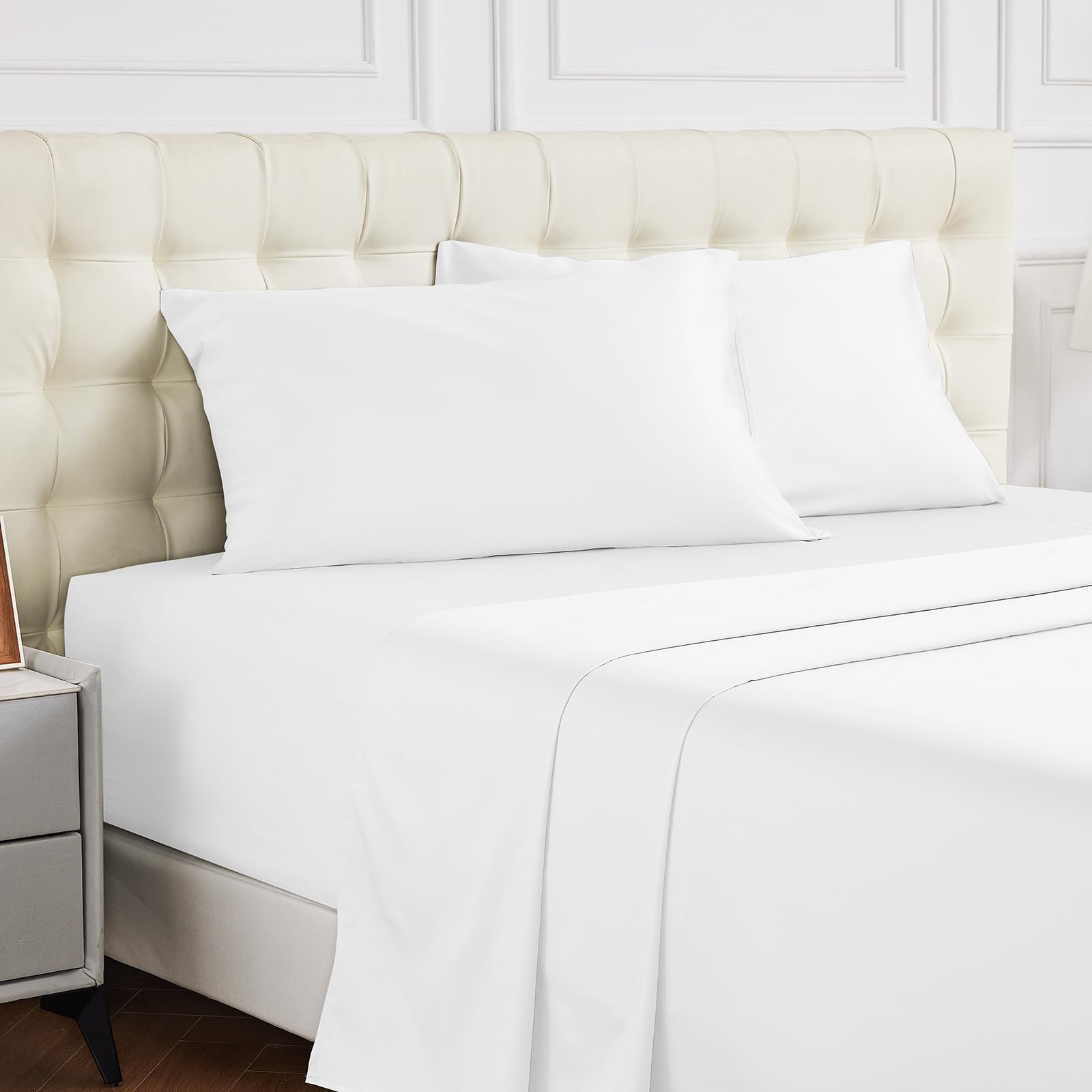 Set Di 2 Federe King Size In Cotone Biologico 100% Con Trama Satinata, 50x91 Cm, Beige, Morbide, Traspiranti E Certificate GOTS, Ipoallergeniche