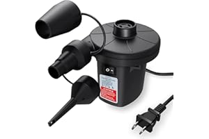 MAXEVER Quick-Fill Electric Air Pump with 3 Nozzles, AC 110V-120V Portable Inflator Deflator for Inflatables Pool Float Toys Air Mattress Bed Couch Swim Ring Tube Raft