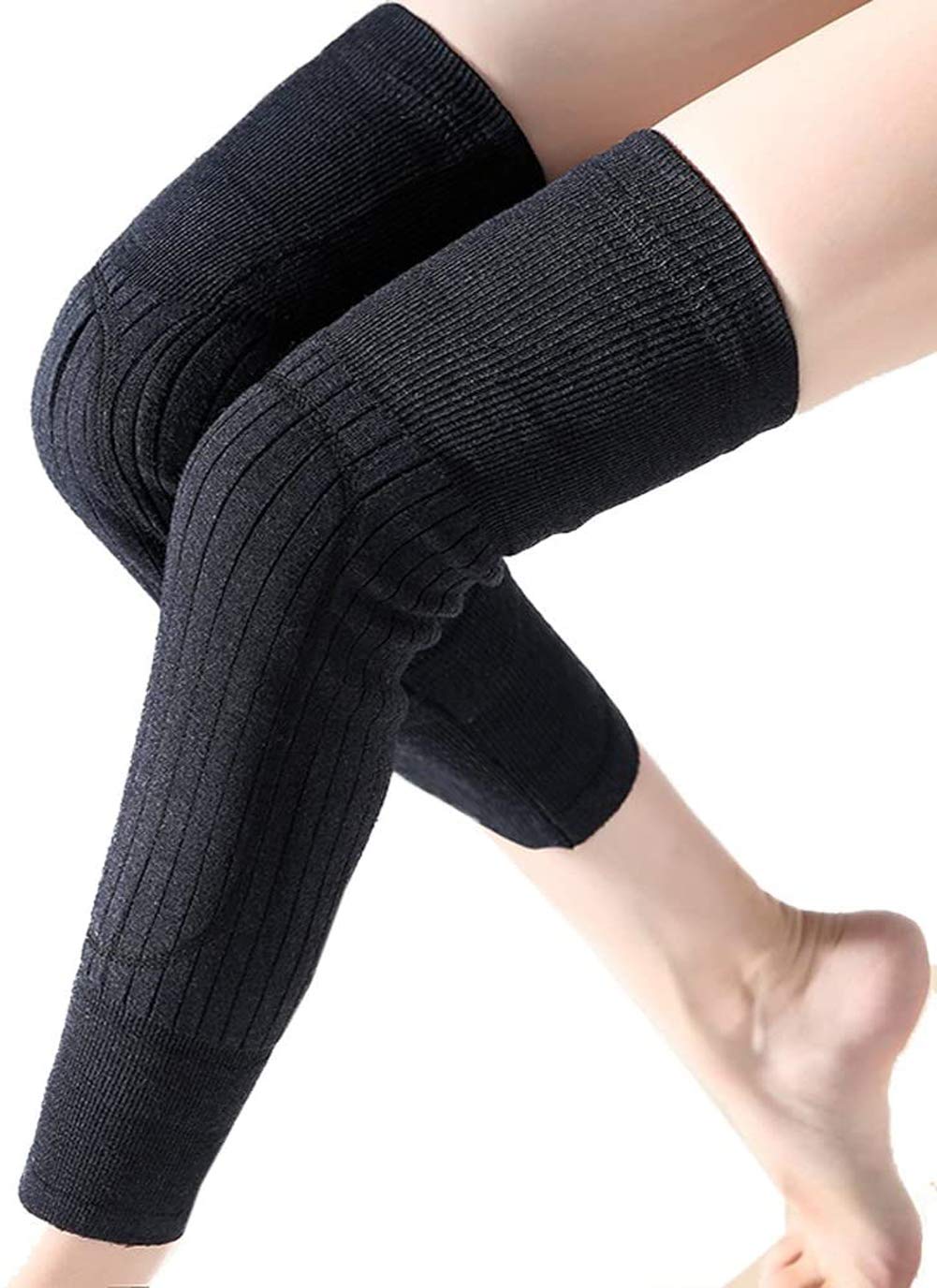 Medical Grade Thermal Over Knee Sleeve 1 Pair Unisex Elastic Lengthen Wool Pad Cashmere Knit Knee Brace Support Protector Knee Warmer Pads Legging Stockings - Pain Relief, Warming Knee, Non-slip