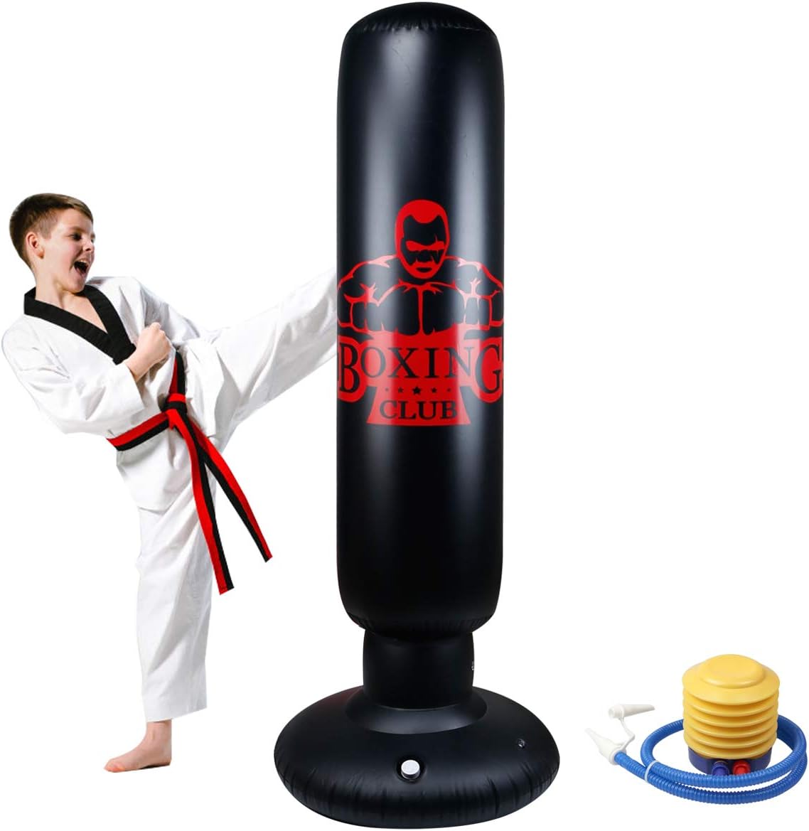 Locsee Punching Bag for Kids, PVC Thickening Inflatable Fitness Freestanding Boxing Bag for Kids Adults Tumbler Fighting Column Decompression Vent Toy Training Kickboxing Equipment(63 inch) : Sports & Outdoors