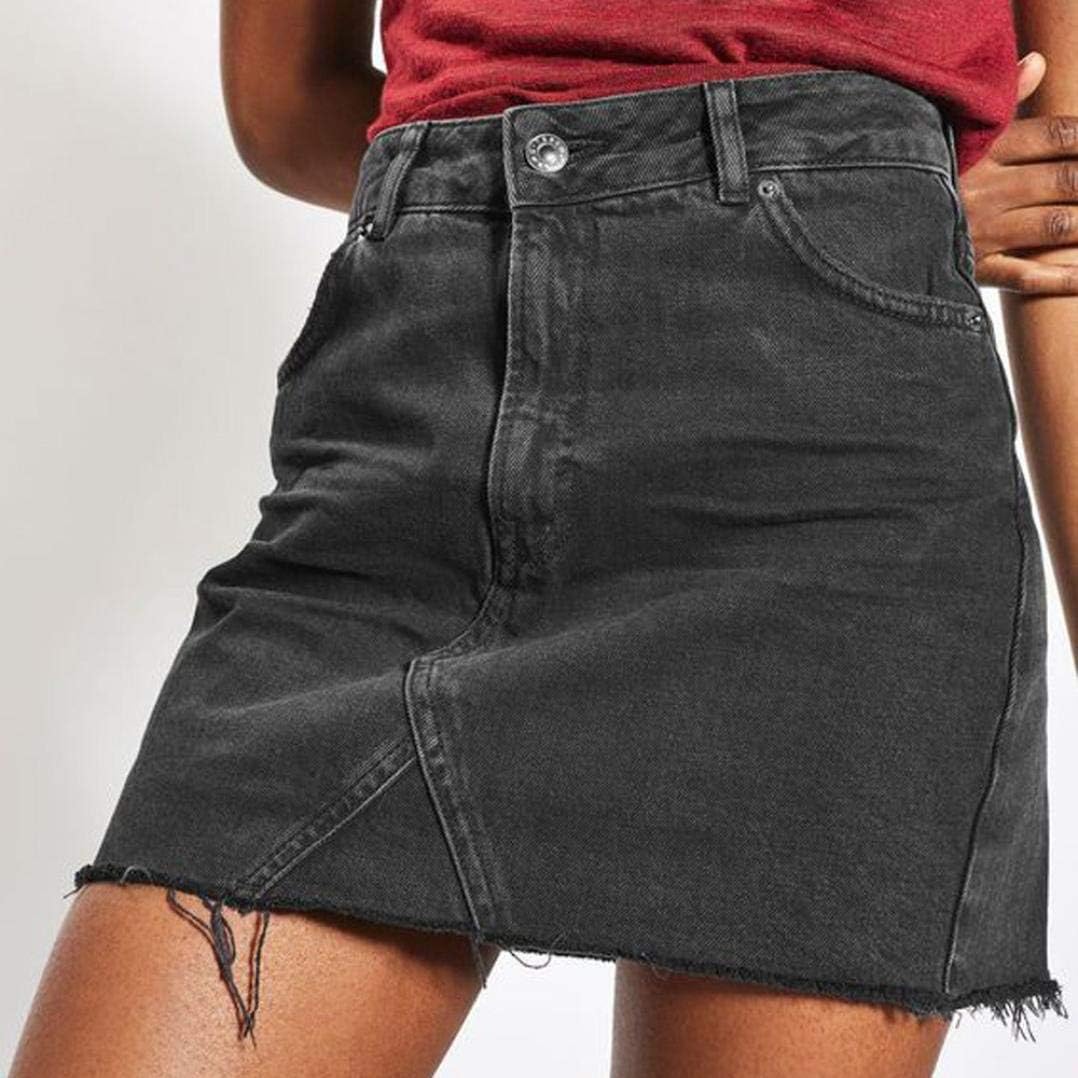 black bodycon denim skirt